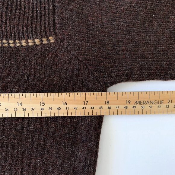 Vintage 90s Ivy Wool Zip Up Cardigan Sweater Brown Cottagecore Coastal Grandma - Picture 9 of 11